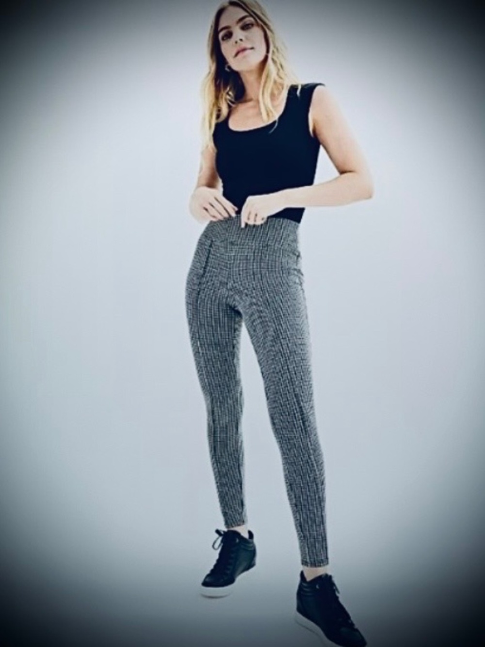 New Women’s Nine West Stretch Knit Leggings Pants Mid Rise Sculpt Black White XS